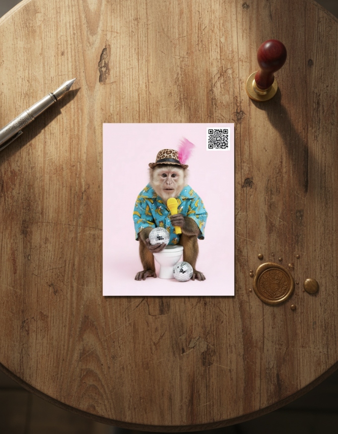 Postkarte auf Holztisch