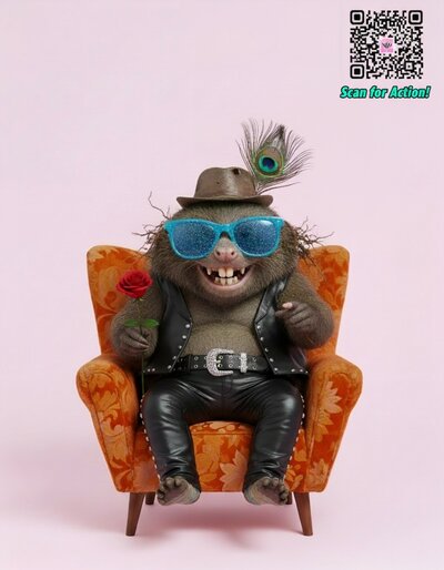 Grußkarte Maulwurf im Sessel